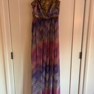 Multicolor Strapless Maxi Dress